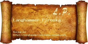 Langhammer Piroska névjegykártya